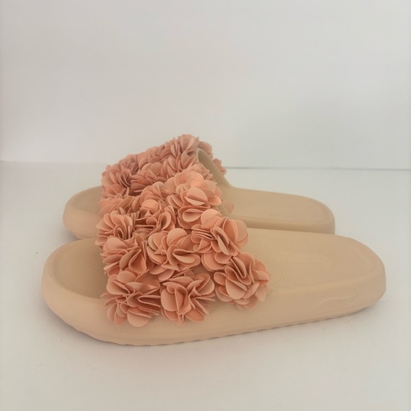 Skechers Arch Fit Nude Blush Floral Slide Sandals Women’s Size 9 Comfort - Picture 4 of 12